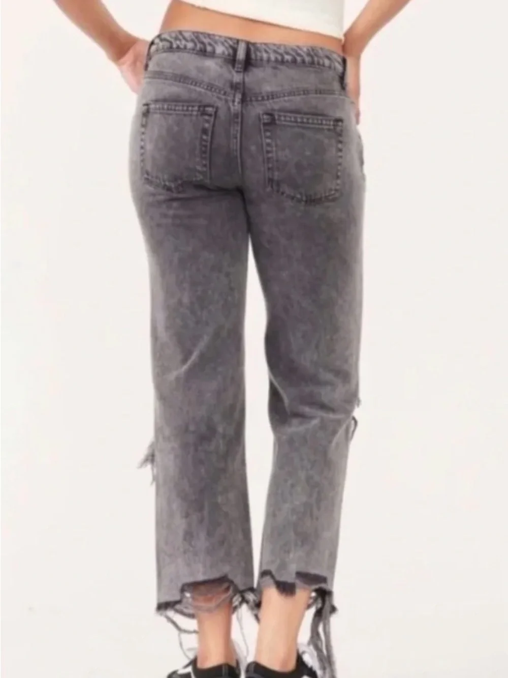 Free People Maggie Mid-rise Straight Leg Jeans distressed denim bottlerocket